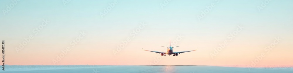 Plane Landing at Dusk with Christmas Tree Near Runway Blending Tradition with Modern Aviation Plane Landing at Dusk with Christmas Tree Near Runway Blending Tradition with Modern Aviation