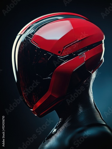 Sleek Red Helmet with Glossy Visor photo