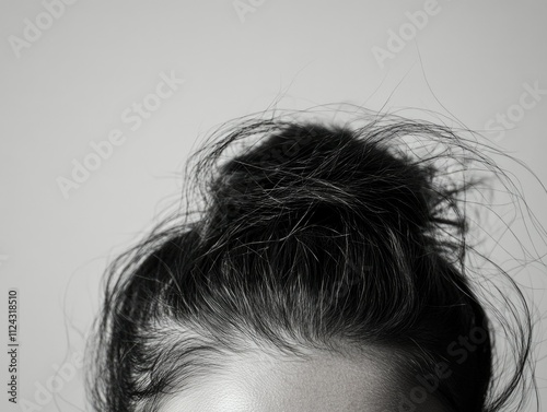 Intimate Portrait of a Person with Close-up on Hair photo