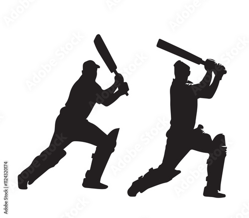 Cricket Player Vector Illustration, With a Silhouette