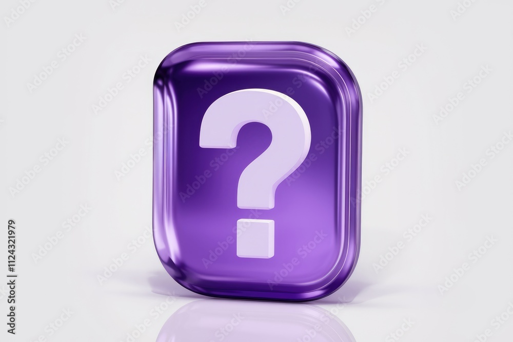 A glossy purple button with a white question mark, symbolizing inquiry or uncertainty. A glossy purple button with a white question mark, symbolizing inquiry or uncertainty.