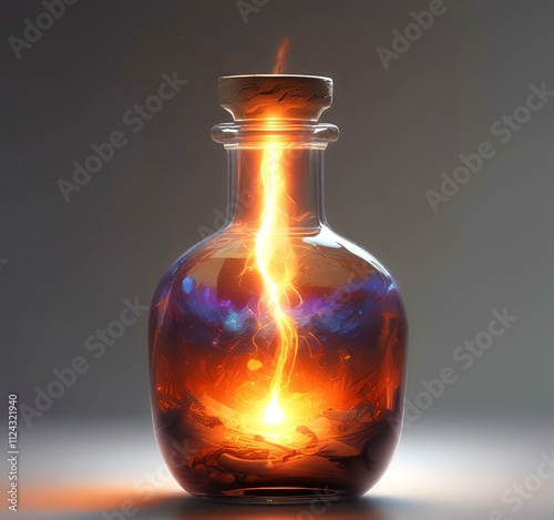 Illustration of bottle with magic spark inside.