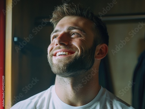 Bearded Man Smiling Positively