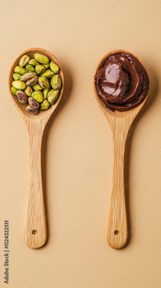 Dubai Chocolate Kunafa Pistachio butter on spoons on white background,Dubai Chocolate bar with green kadayif and pistachio spread,popular and viral chocolate 2024,space for text. Dubai Chocolate Kunafa Pistachio butter on spoons on white background,Dubai Chocolate bar with green kadayif and pistachio spread,popular and viral chocolate 2024,space for text.