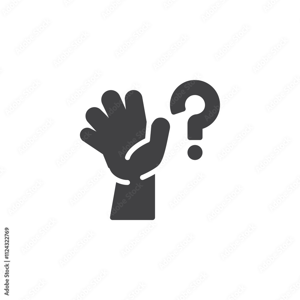 Hand with a question mark vector icon Hand with a question mark vector icon