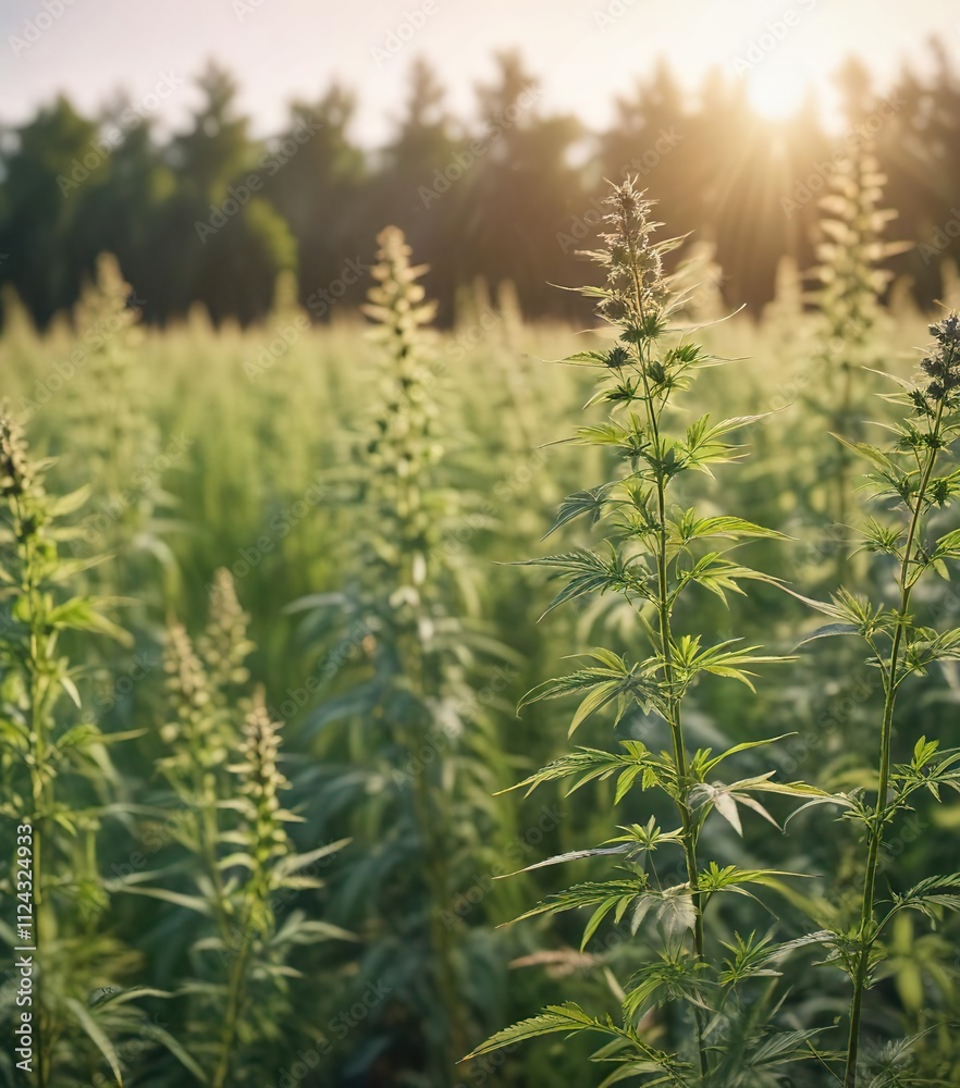 High-quality view of hemp field with soft focus and bokeh, featuring pastel-colored cannabis foliage, soft focus, hemp field, pastel blue High-quality view of hemp field with soft focus and bokeh, featuring pastel-colored cannabis foliage, soft focus, hemp field, pastel blue