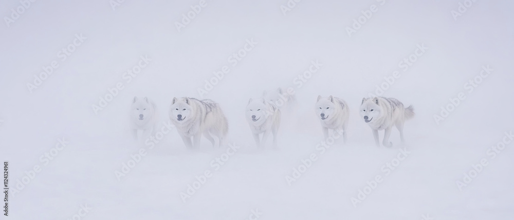 Arctic Wolves Running Through the Snow Arctic Wolves Running Through the Snow
