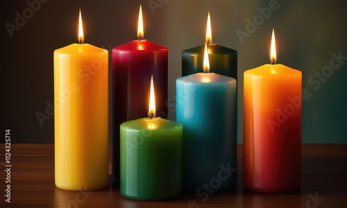 Vibrant candlelight collection: a rainbow of wax illuminates tranquil spaces