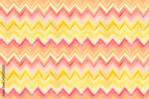 Yellow and pink watercolor chevron pattern