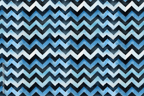 Blue and black watercolor chevron pattern