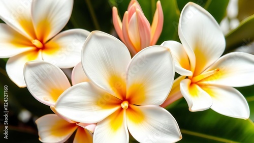 Tropical flowers frangipani plumeria isolated on white background, background, flowers