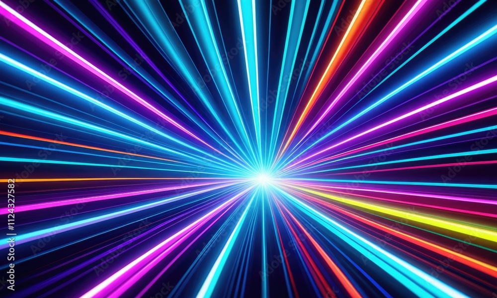 Vibrant neon light bursts creating a dynamic starburst effect Vibrant neon light bursts creating a dynamic starburst effect