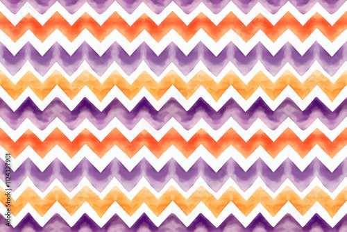 Orange and purple watercolor chevron pattern