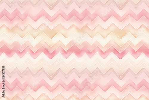 Pink and beige watercolor chevron pattern