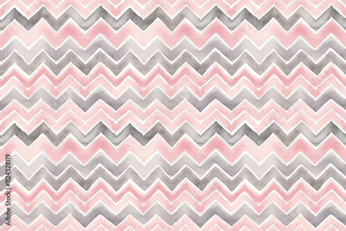 Pink and gray watercolor chevron pattern