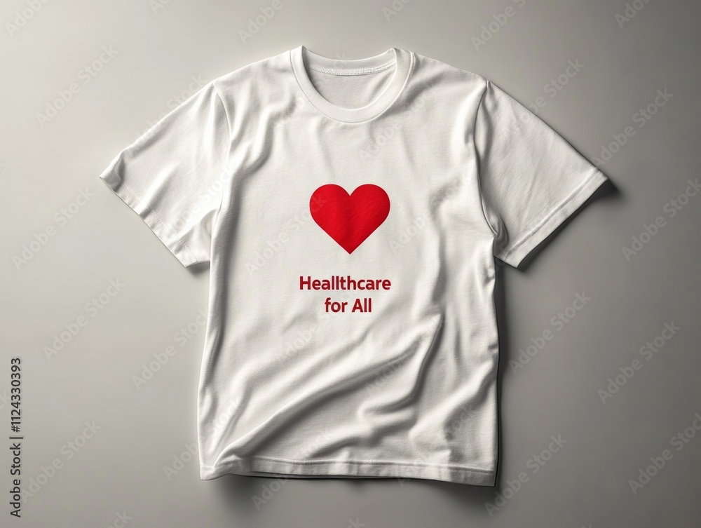 Modern White T-Shirt Mockup for Universal Health Coverage Day, Valentines Day, and Christmas Advocacy Modern White T-Shirt Mockup for Universal Health Coverage Day, Valentines Day, and Christmas Advocacy