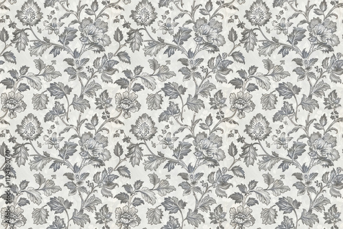 Gray and white chinoiserie pattern