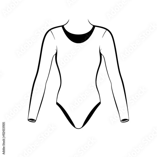 line drawing of long sleeved leotard with transparent background