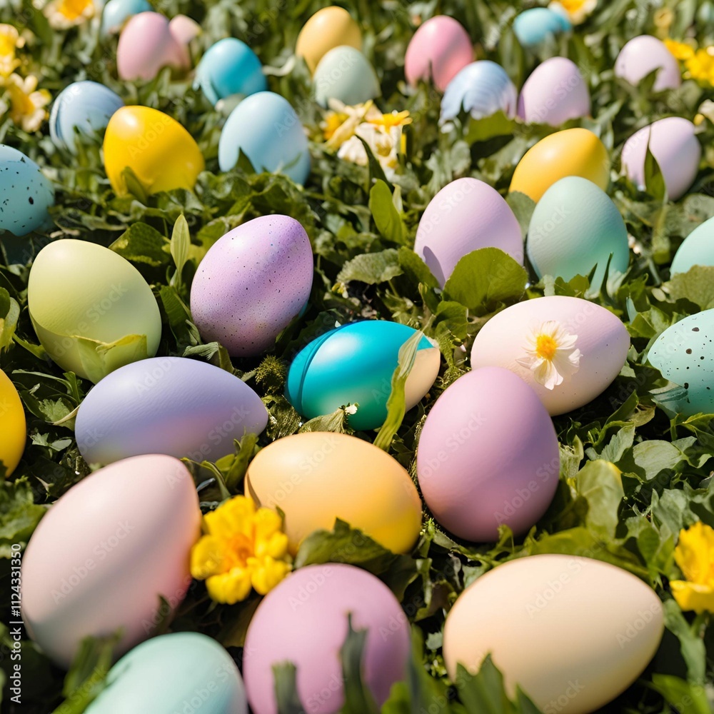 Easter eggs in a flower field Easter eggs in a flower field