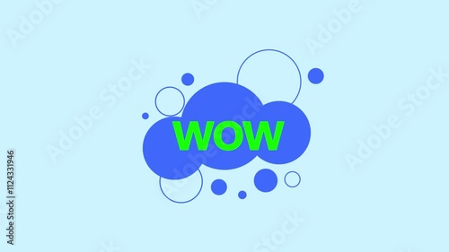 Text wow animated on colorful speech bubble animated on black background.