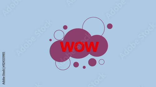 Text wow animated on colorful speech bubble animated on black background.