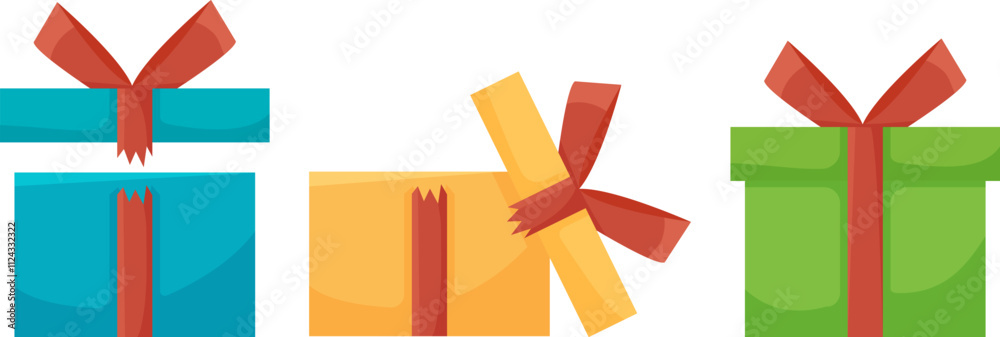Fototapeta premium Stack of Christmas Boxes for gifts. Flat design. Vector illustration