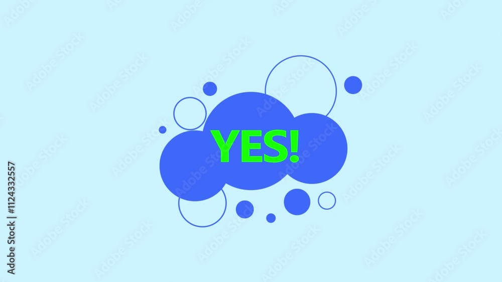 Text YES animated on colorful speech bubble animated on black background. Text YES animated on colorful speech bubble animated on black background.