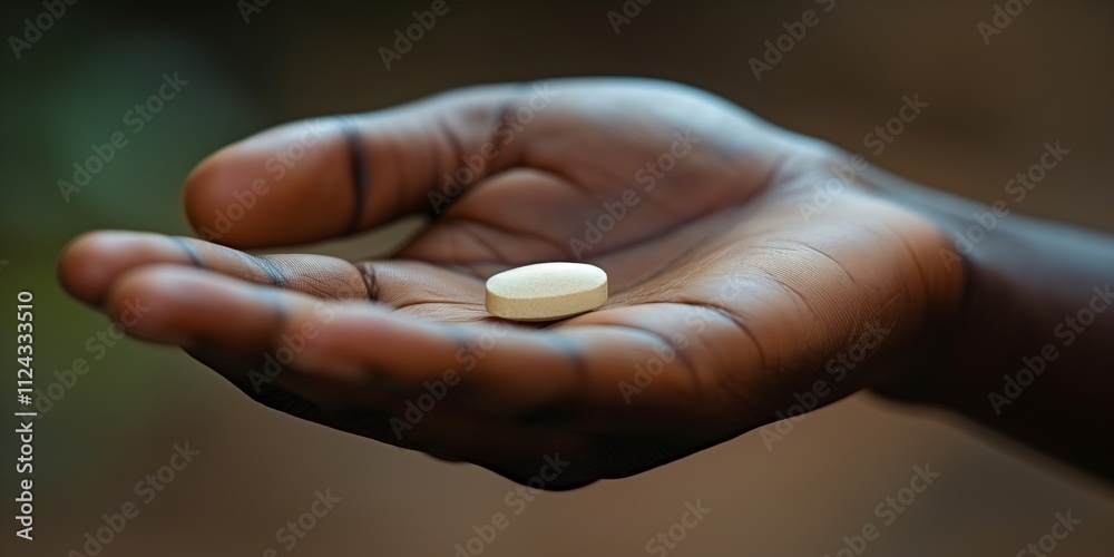 White pill in hand White pill in hand