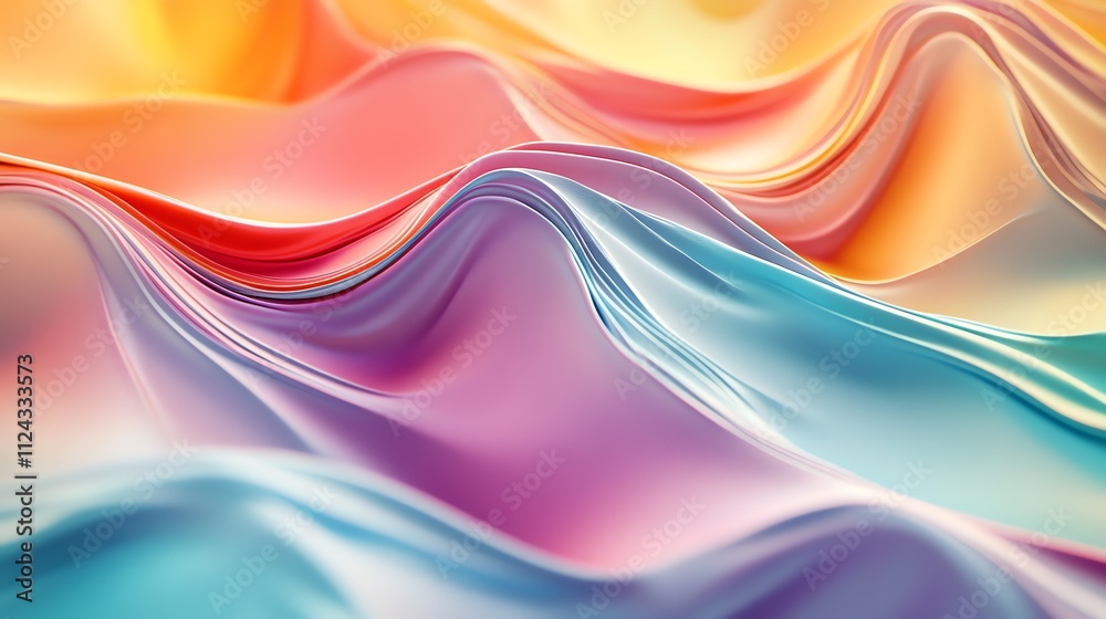 Fototapeta premium Abstract 3D render of flowing, colorful, liquid.