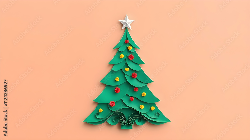 Creative paper Christmas tree. Vector Illustration. Generative AI Creative paper Christmas tree. Vector Illustration. Generative AI