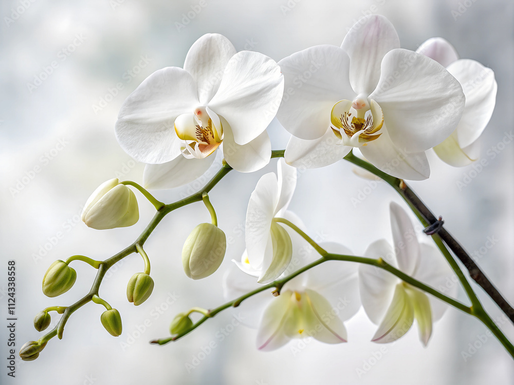 Obraz premium white orchids on a white background