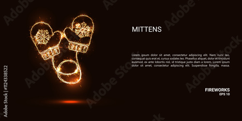 Mittens. Mittens consist of sparks and fire. Festive bright fireworks. Decorative element for celebrations and holidays. Vector illustration.