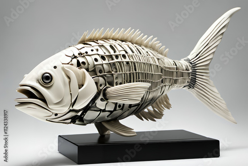 Ivory fish figurine. Digital illustration. photo