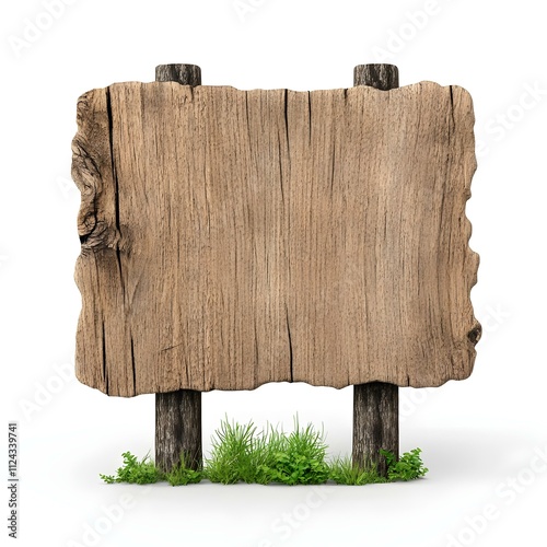 Rustic Wooden Signpost: A weathered wooden signpost with a blank surface, perfect for adding your own text or image.  It's ready to guide the way, tell a story, or display a message. photo