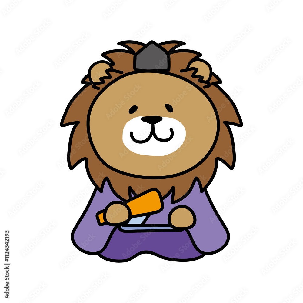 Obraz premium ライオンの雛人形の五人囃子（謡）