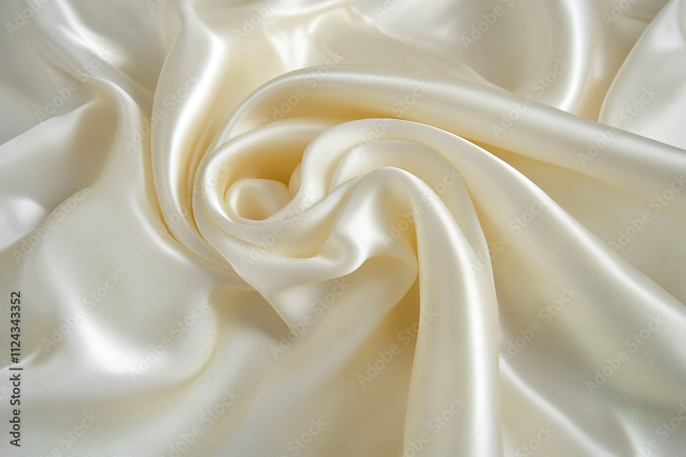 Soft White Silk Fabric with Elegant Folds and Smooth Texture Soft White Silk Fabric with Elegant Folds and Smooth Texture