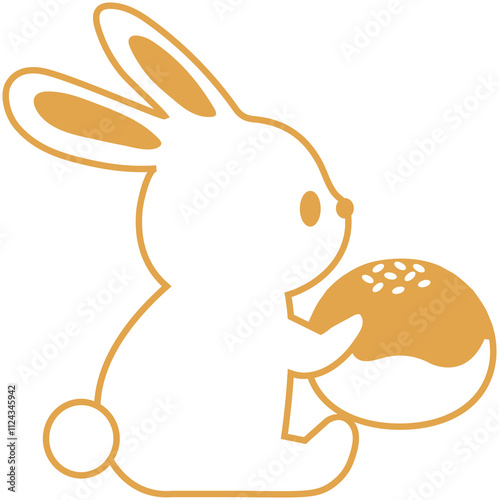 Mid Autumn Festiival rabbit line icon  photo