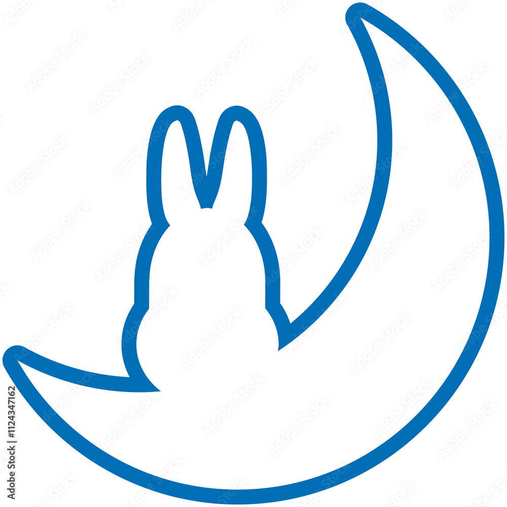 Mid-Autumn Festival Rabbit Silhouette Line Icon
