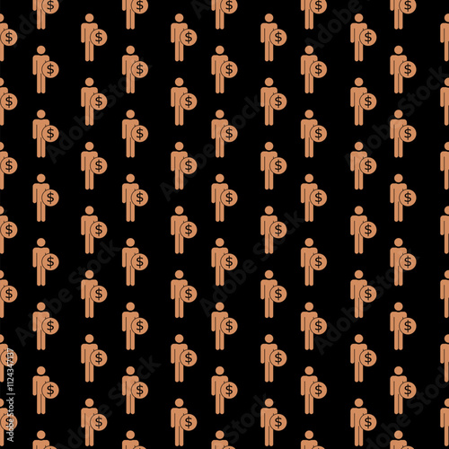 Employee wages icon seamless pattern isolated on black background