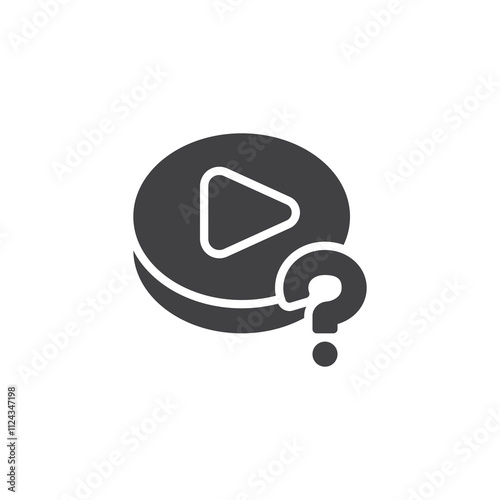 Play button with a question mark vector icon