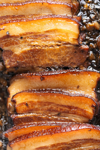 traditional chinese braised pork belly with preserved vegetables