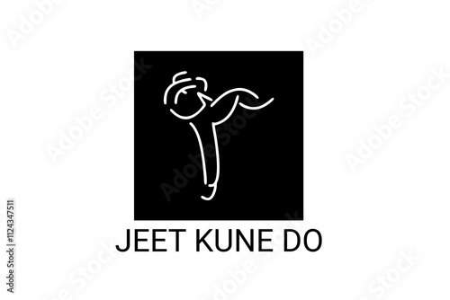 jeet kune do sport vector line icon. sportsman, fighting stance. sport pictogram illustration.