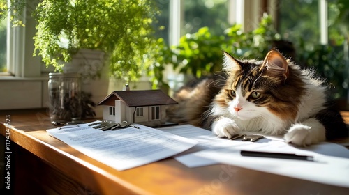 Maine Coon Cat and New Home Documents photo