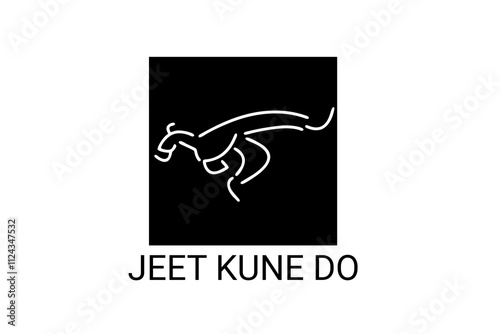 jeet kune do sport vector line icon. sportsman, fighting stance. sport pictogram illustration. photo