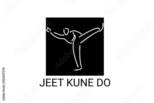 jeet kune do sport vector line icon. sportsman, fighting stance. sport pictogram illustration.