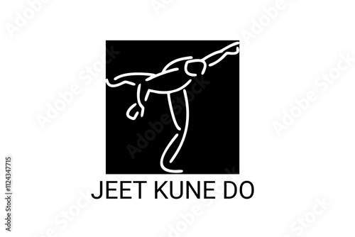 jeet kune do sport vector line icon. sportsman, fighting stance. sport pictogram illustration.