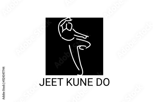 jeet kune do sport vector line icon. sportsman, fighting stance. sport pictogram illustration.