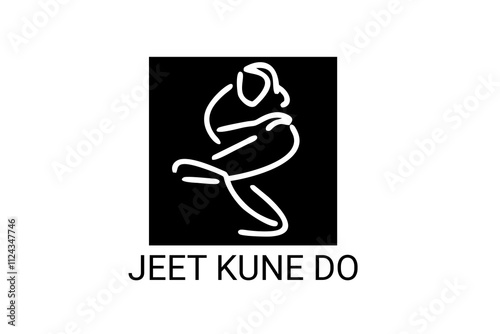 jeet kune do sport vector line icon. sportsman, fighting stance. sport pictogram illustration. photo