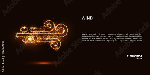 Wind. Wind consists of sparks and fire. Festive bright fireworks. Decorative element for celebrations and holidays. Vector illustration.