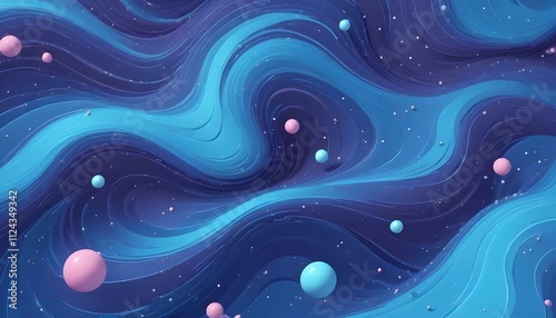 Clear Plain Shiny Warm Soft Vintage Bokeh Cloudy Wave Like Geometric Blue Background or Texture